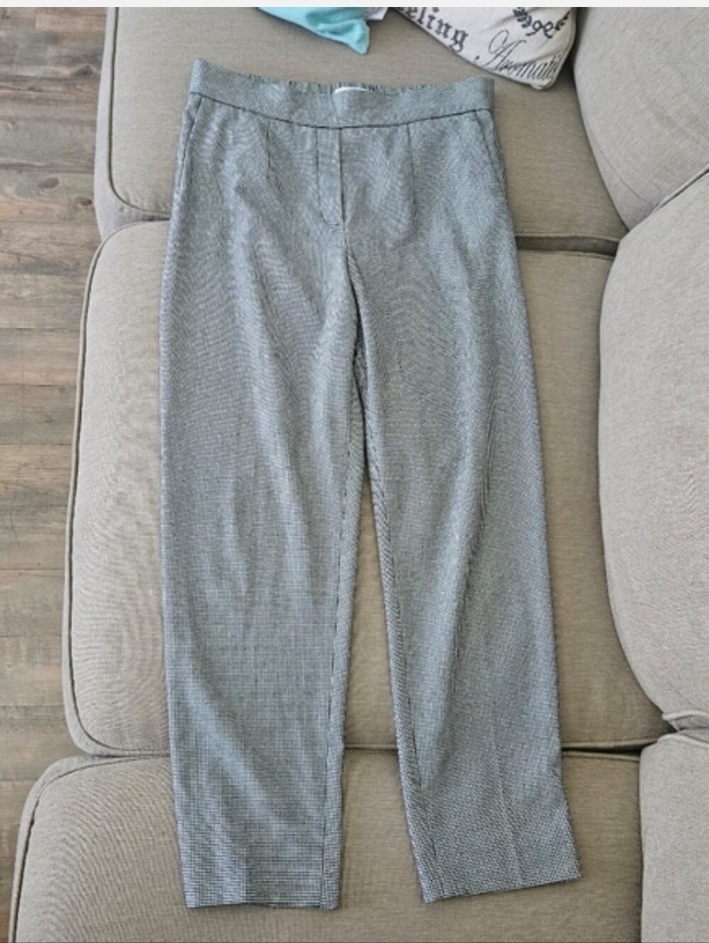Aritzia BABATON atelier Trousers Gray Plaid Straight Leg Pants Houndstooth